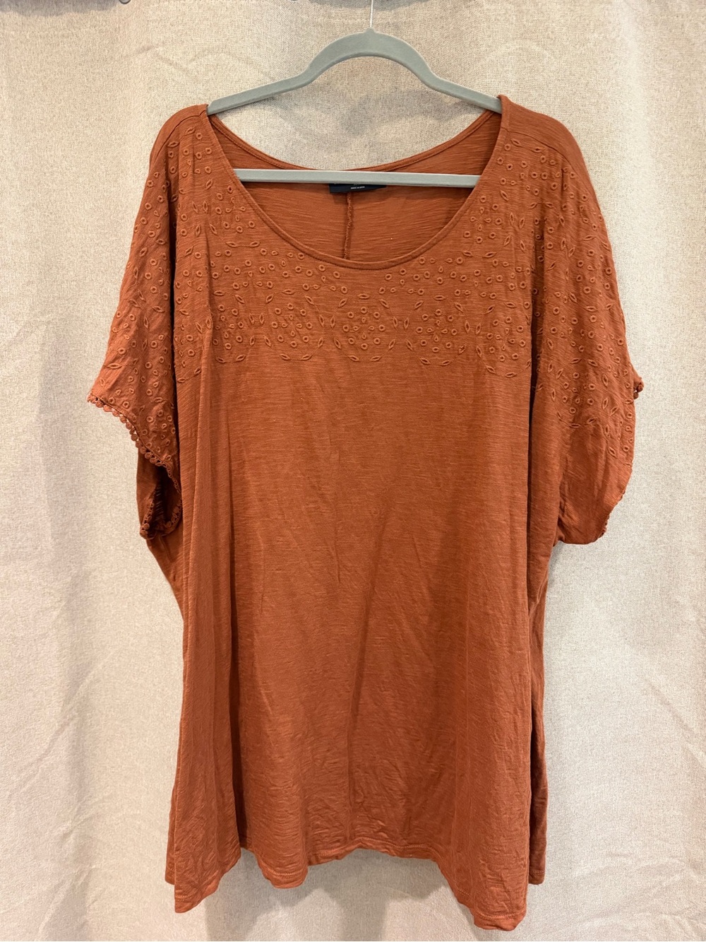 Lane Bryant Rust Eyelet Scoop Neck Tunic